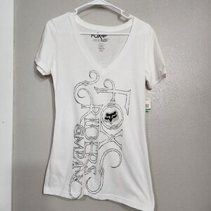 Fox Women's Top Lovey‎ Dovey T Shirt White Large 100% Cotton